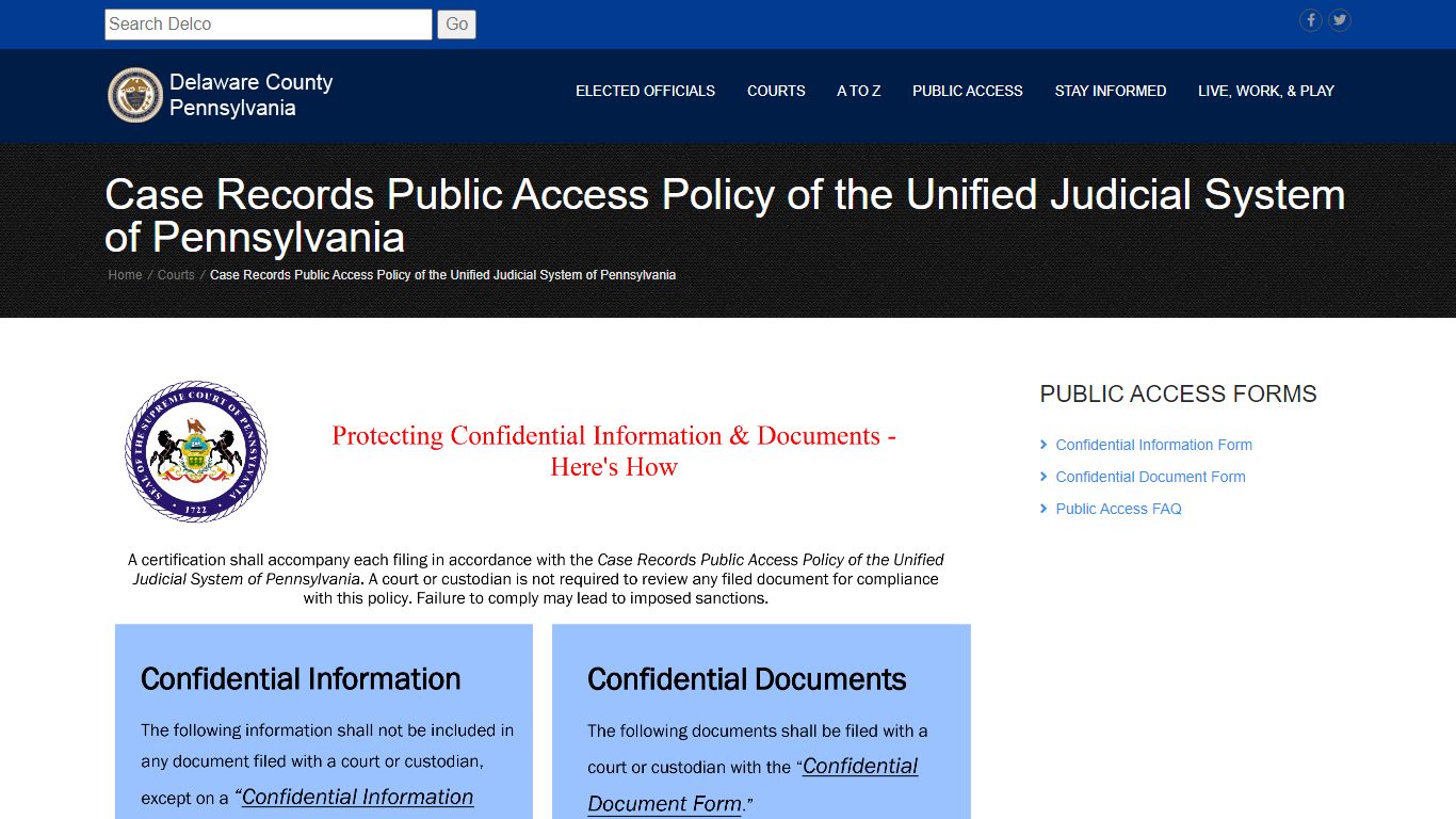 Case Records Public Access Policy of the Unified Judicial System of ...