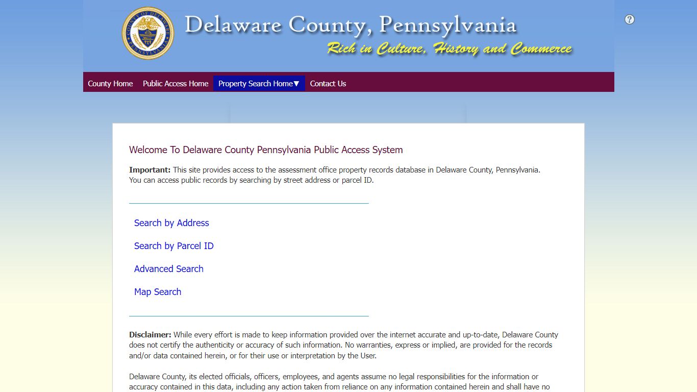 Welcome To Delaware County Pennsylvania Public Access System